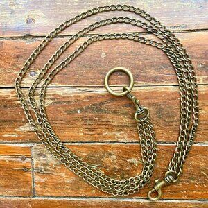 Vintage Heavy Antique Gold Tone Triple Chain Belt Groovy Baroque Boho 34" Long